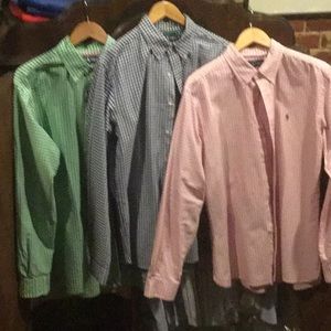Ralph Lauren plaid dress shirts.  Lot of 3